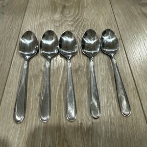 5pc Teaspoons Vanity Stainless Beaded Outline Stanley Roberts